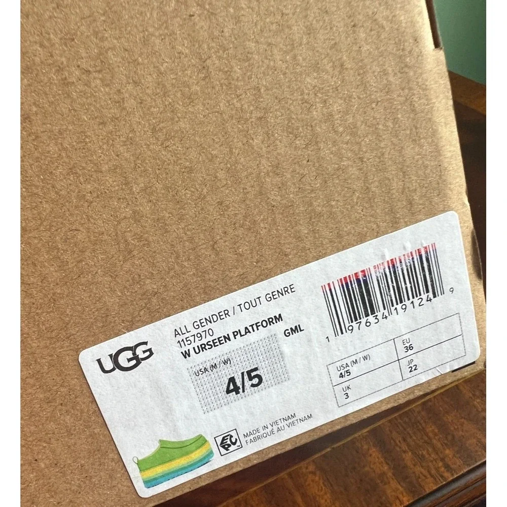 UGG Urseen Platform Green All Gender‎ M4/W5 Rainbow Festival Shoes NEW